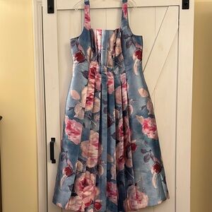Floral Blue and Pink Women’s Garden Party Dress